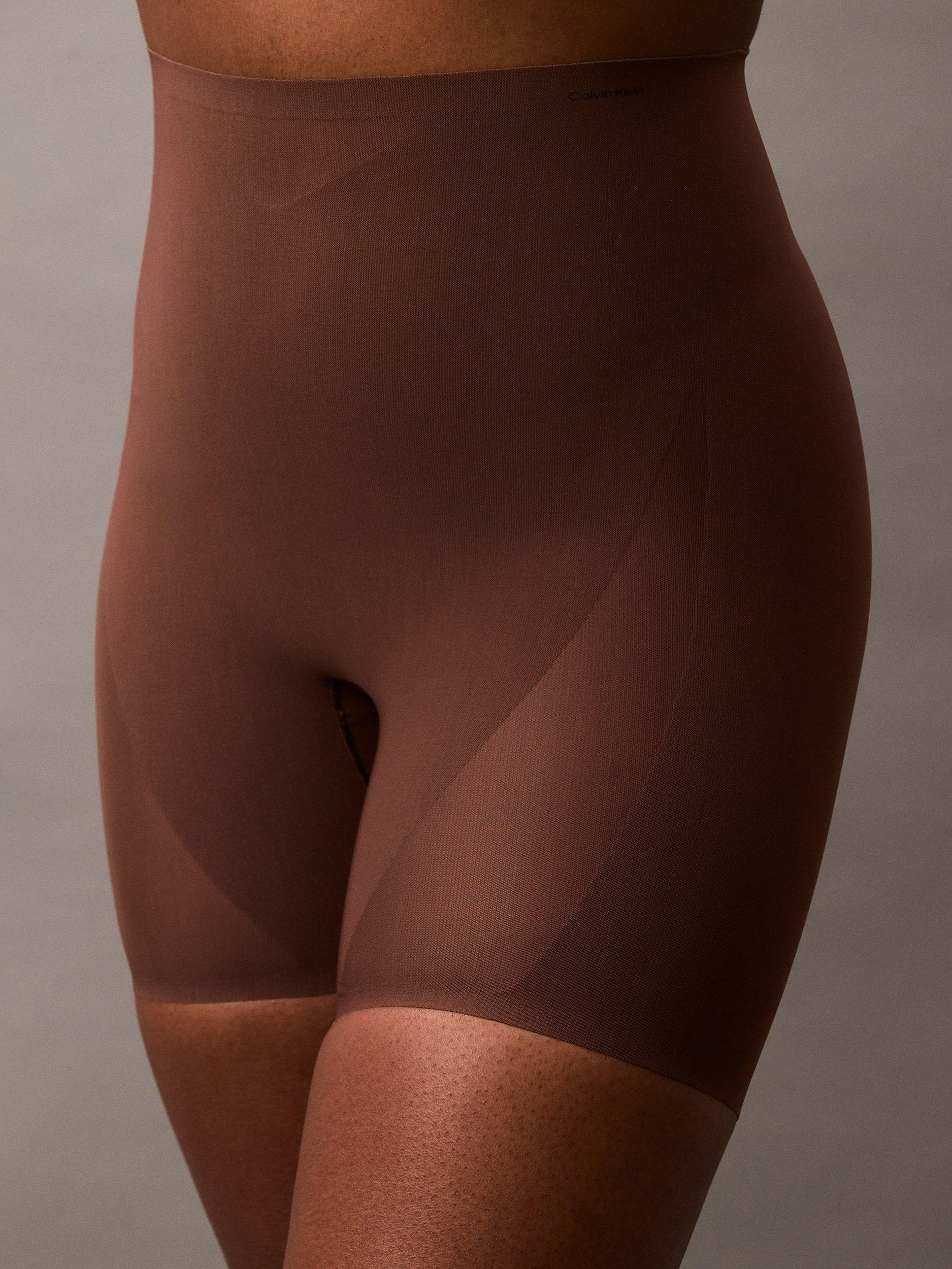Product image 6 of 8, which shows Calvin Klein Stay-Put Mesh High Waist Shapewear Mid-Thigh Shorts, Brown Mid, S