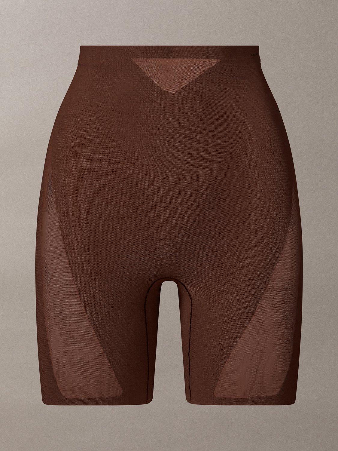 Product image 7 of 8, which shows Calvin Klein Stay-Put Mesh High Waist Shapewear Mid-Thigh Shorts, Brown Mid, S