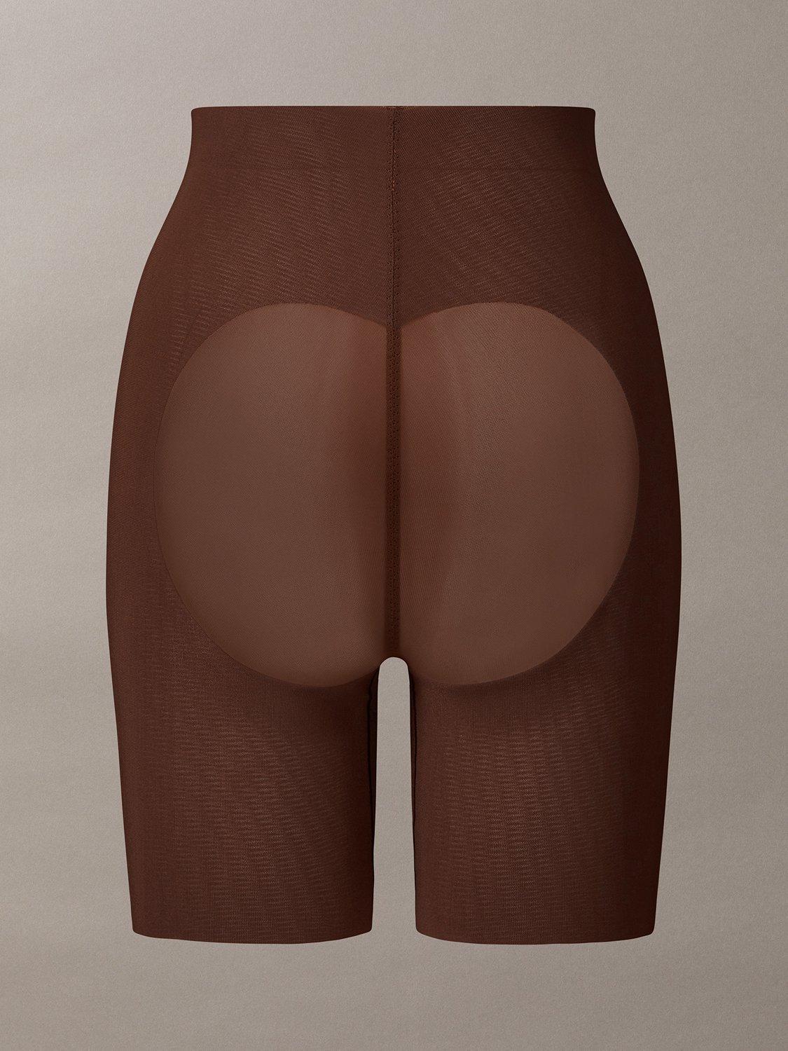 Product image 8 of 8, which shows Calvin Klein Stay-Put Mesh High Waist Shapewear Mid-Thigh Shorts, Brown Mid, S