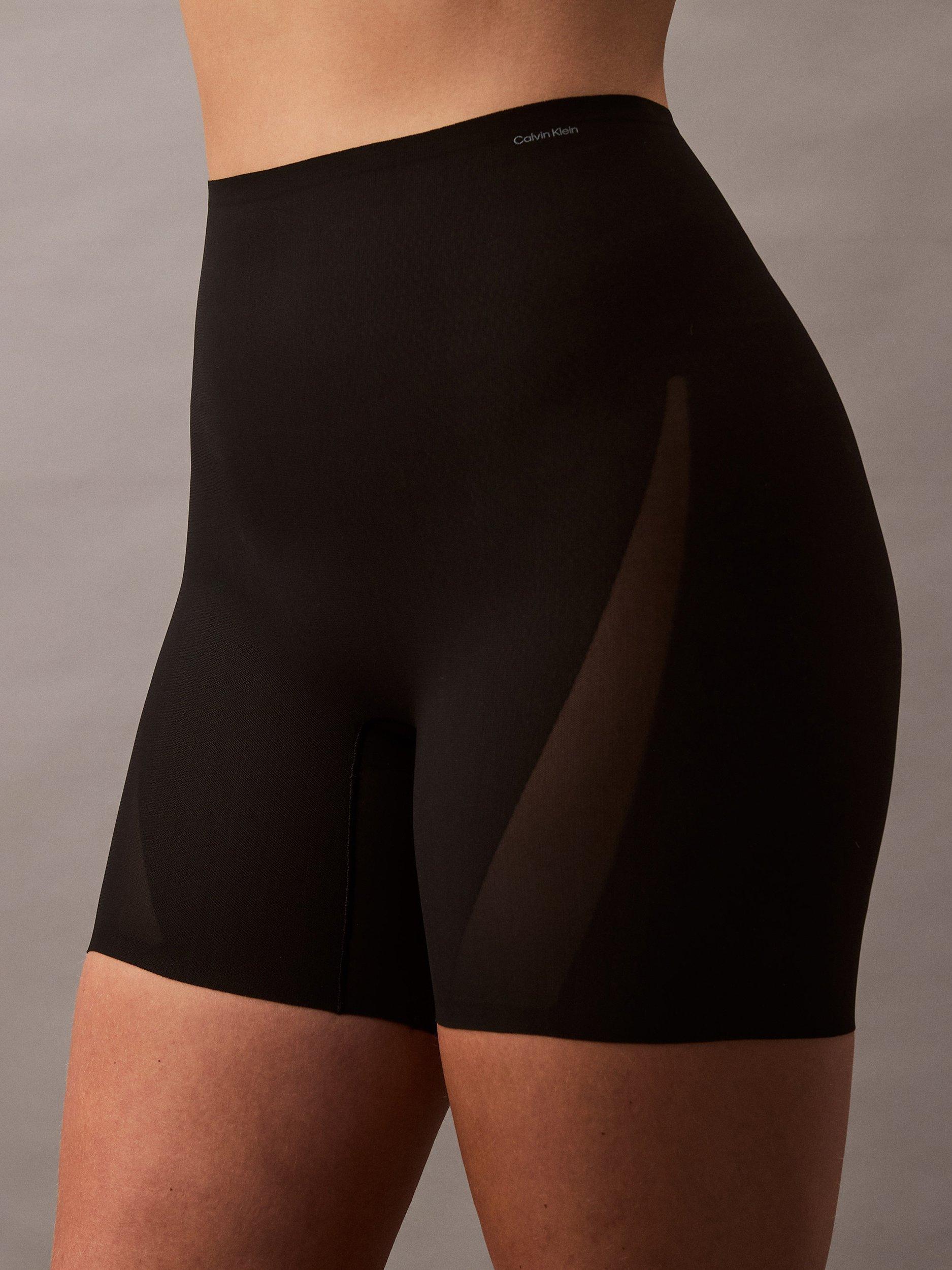 Product image 4 of 6, which shows Calvin Klein Stay-Put Mesh High Waist Shapewear Mid-Thigh Shorts, Black, XS