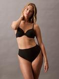 Calvin Klein Stay-Put Mesh High Waist Shapewear Thong, Black