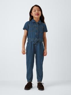 John Lewis Kids' Denim Boilersuit, Blue, Blue