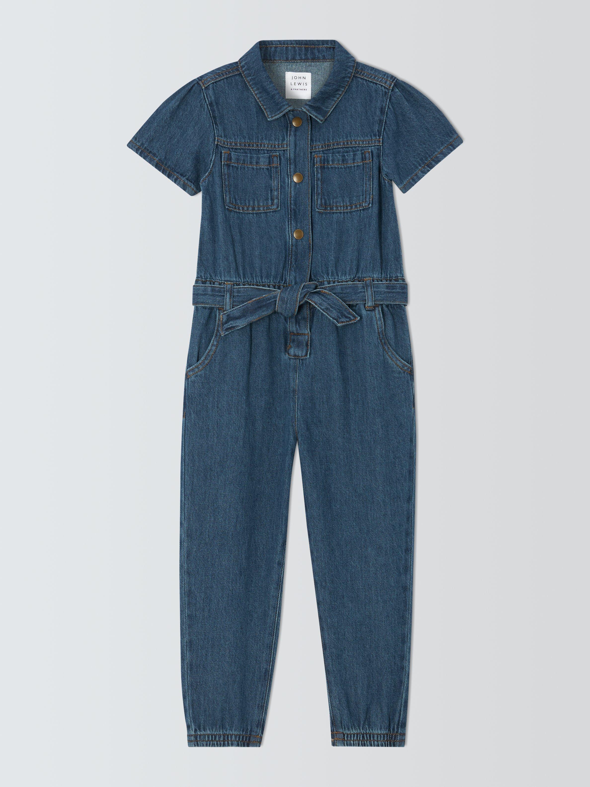 Product image 3 of 7, which shows John Lewis Kids' Denim Boilersuit, Blue, 7 years