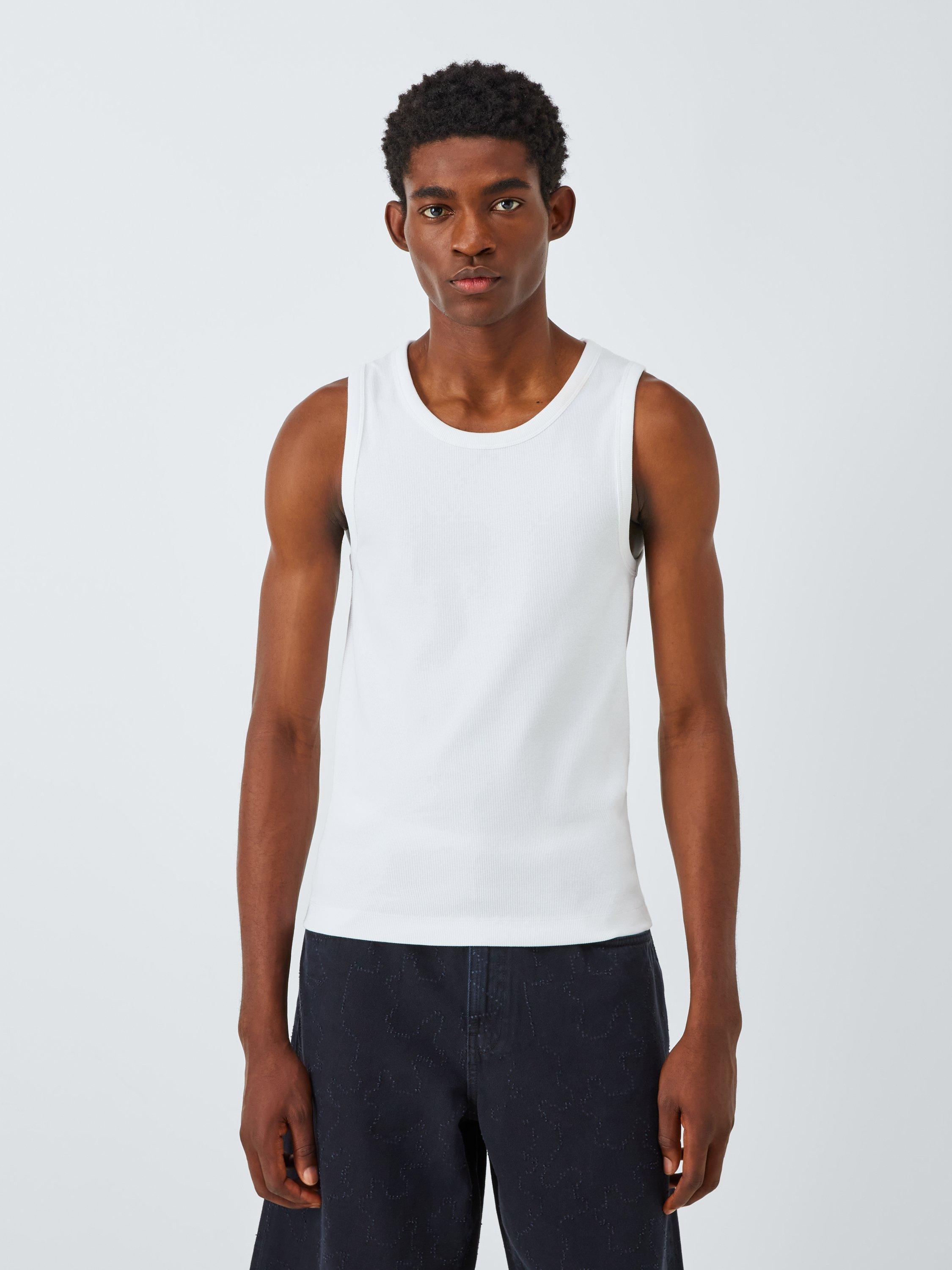 Product image 1 of 6, which shows Kin Ribbed Jersey Vest, Cloud Dancer, S