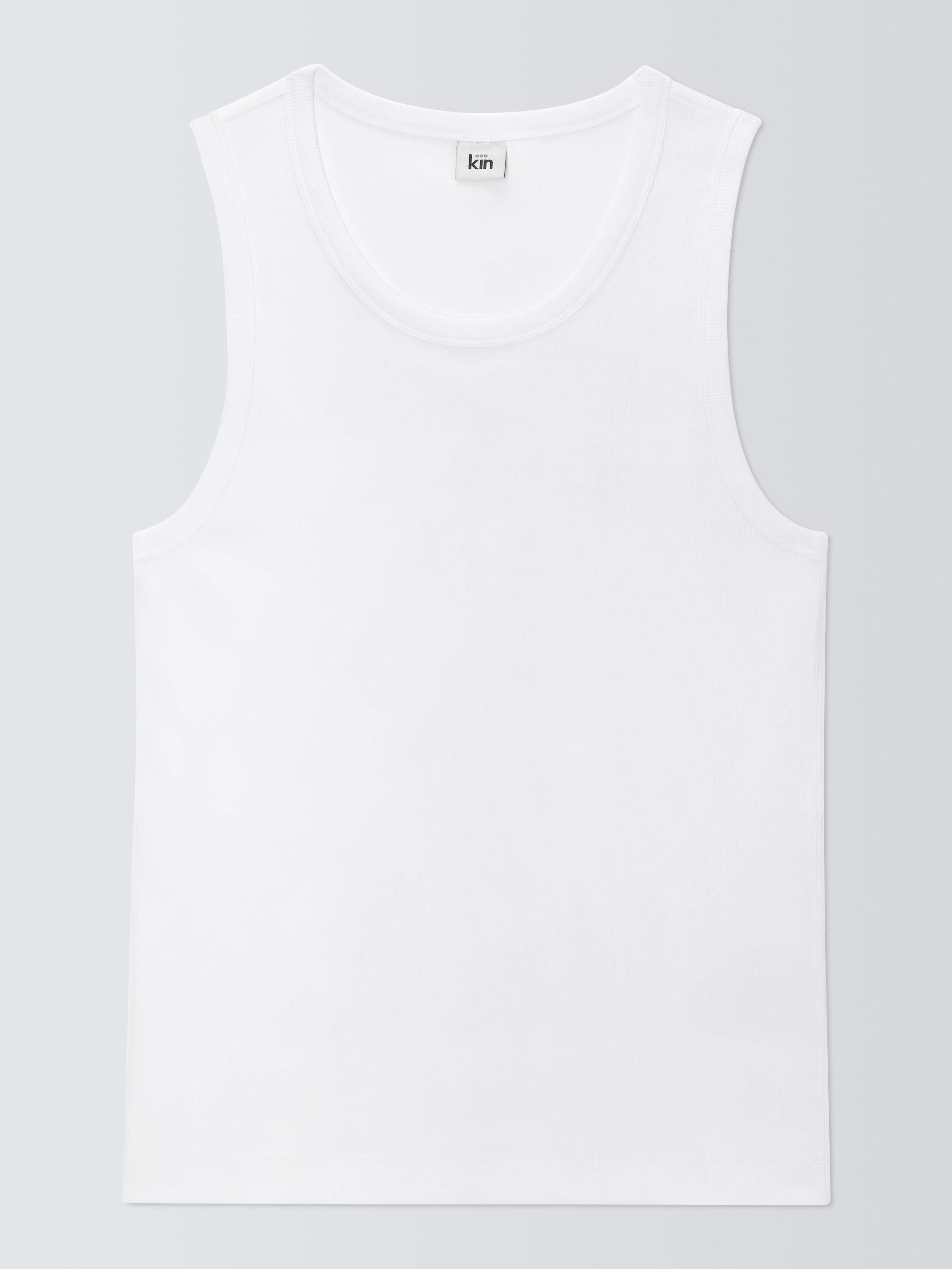 Product image 4 of 6, which shows Kin Ribbed Jersey Vest, Cloud Dancer, S