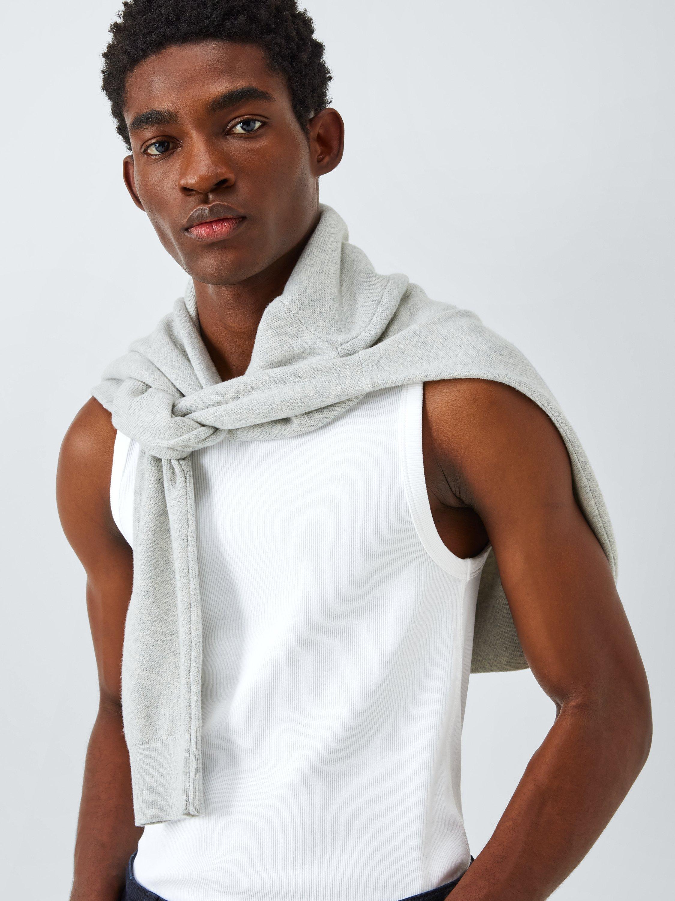 Product image 5 of 6, which shows Kin Ribbed Jersey Vest, Cloud Dancer, S
