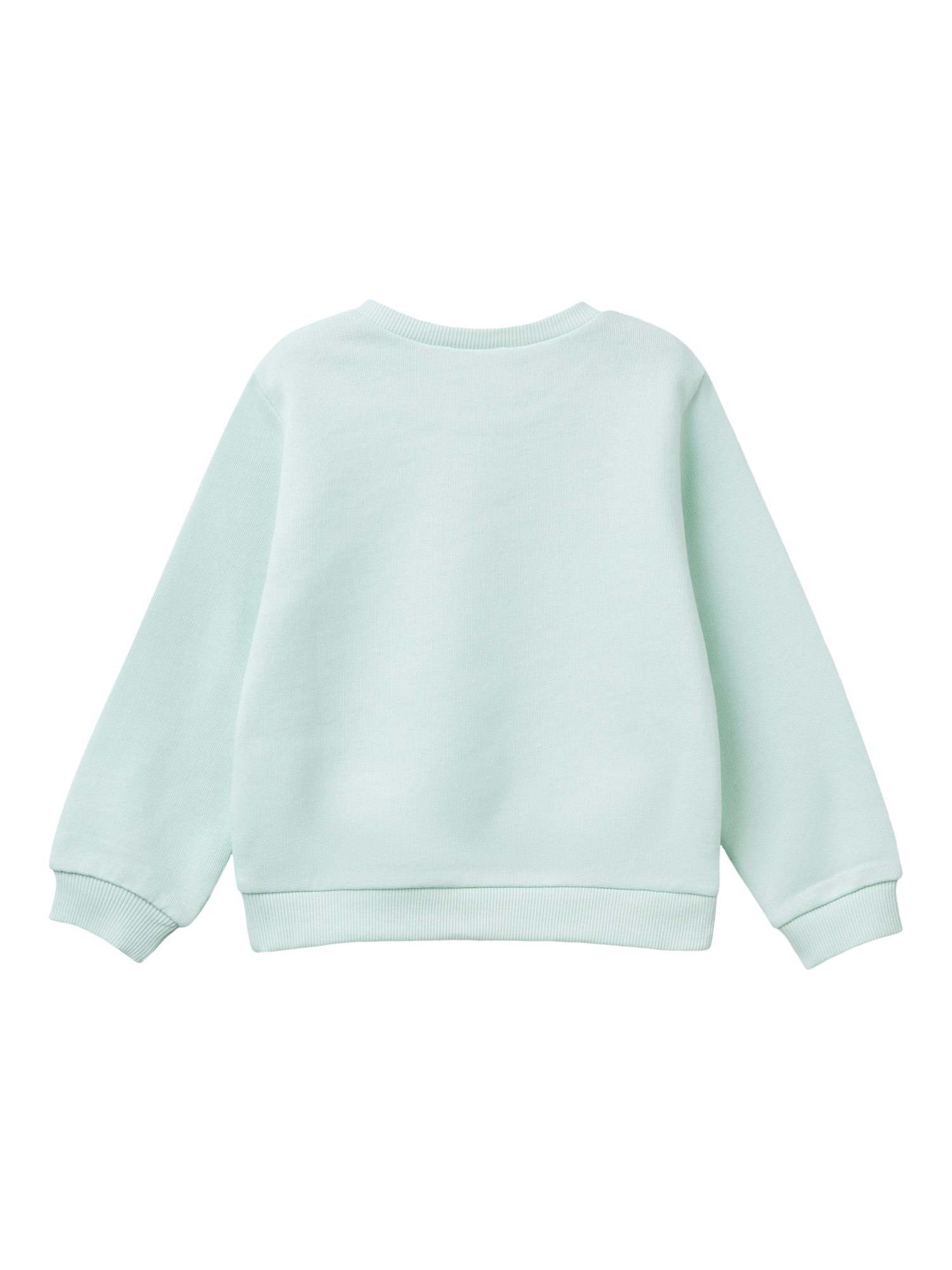 Product image 2 of 3, which shows Benetton Kids' Glitter Logo Sweatshirt, Teal Green, 3-4 years