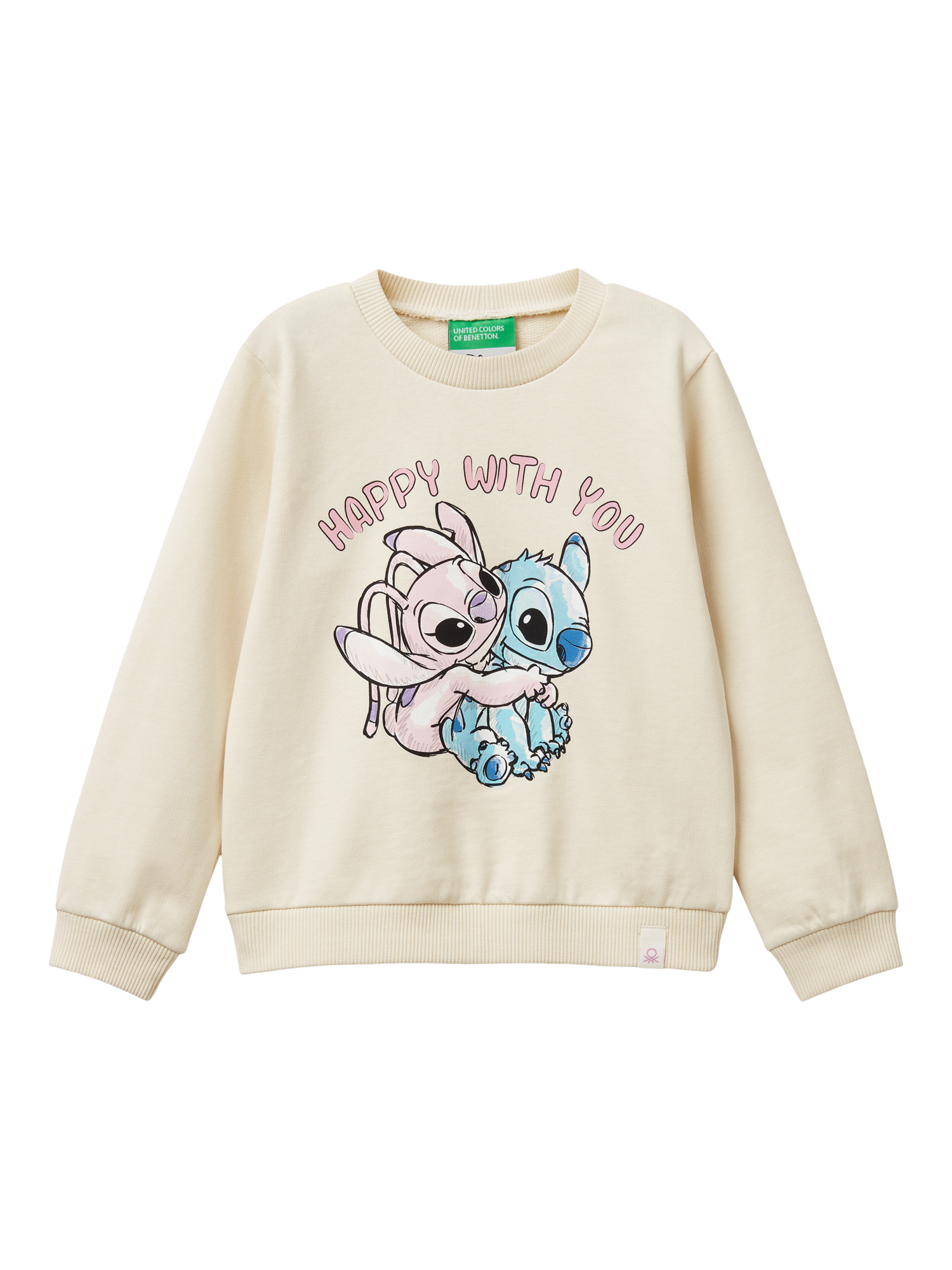 Product image 1 of 3, which shows Benetton Kids' Lilo & Stitch Sweatshirt, Ecru, 18-24 months