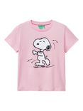 Benetton Kids' Snoopy Graphic T-Shirt, Pink