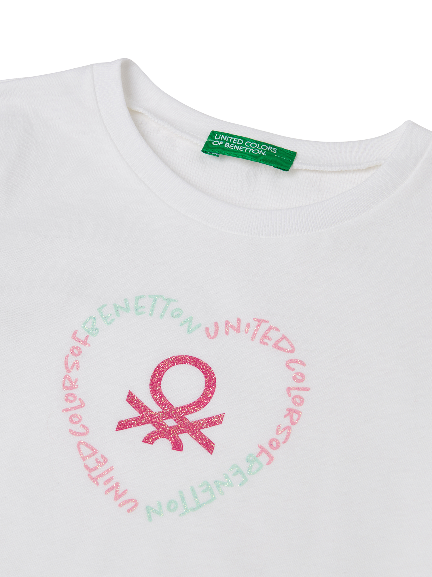 Product image 3 of 3, which shows Benetton Kids' Heart Logo T-Shirt, Optical White, 18-24 months