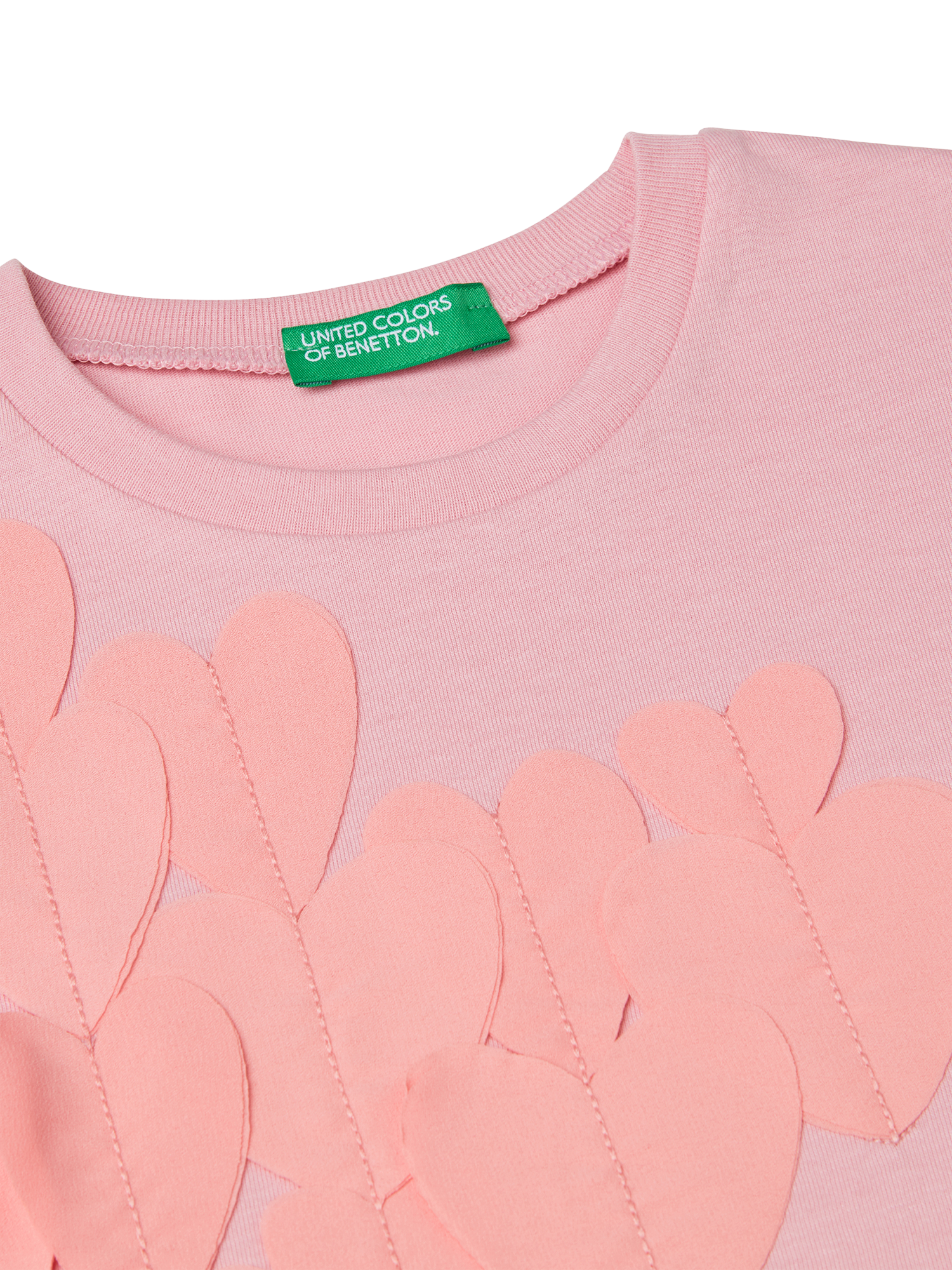 Product image 3 of 3, which shows Benetton Kids' 3D Hearts T-Shirt, Pink, 3-4 years