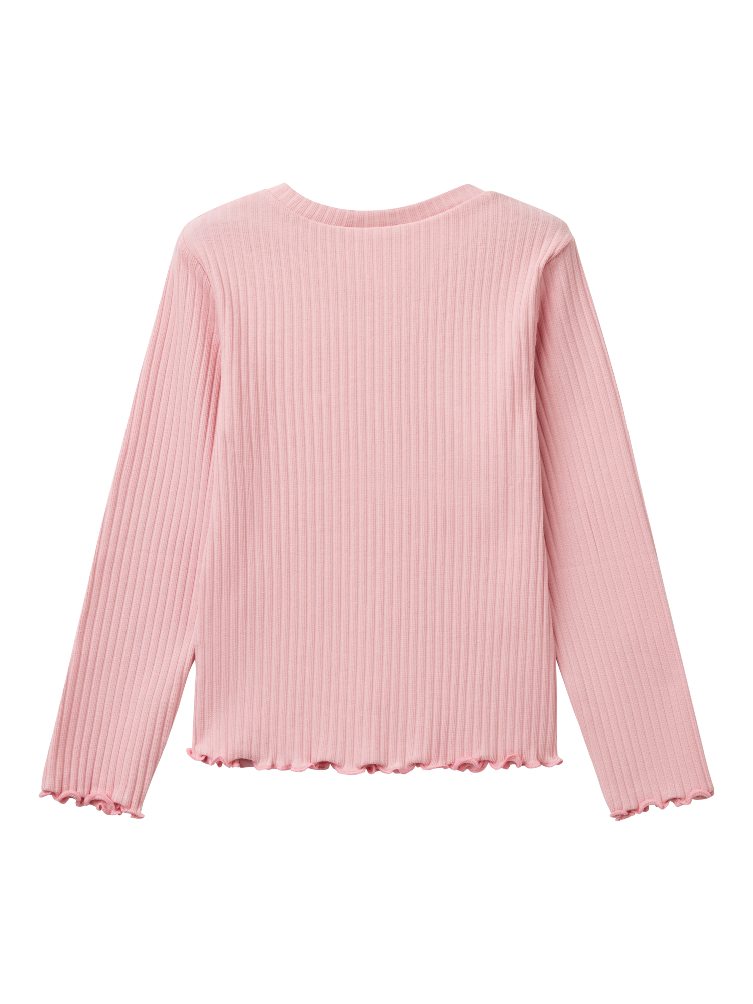 Product image 2 of 3, which shows Benetton Kids' Ribbed Long Sleeve T-Shirt, Pink, 4-5 years