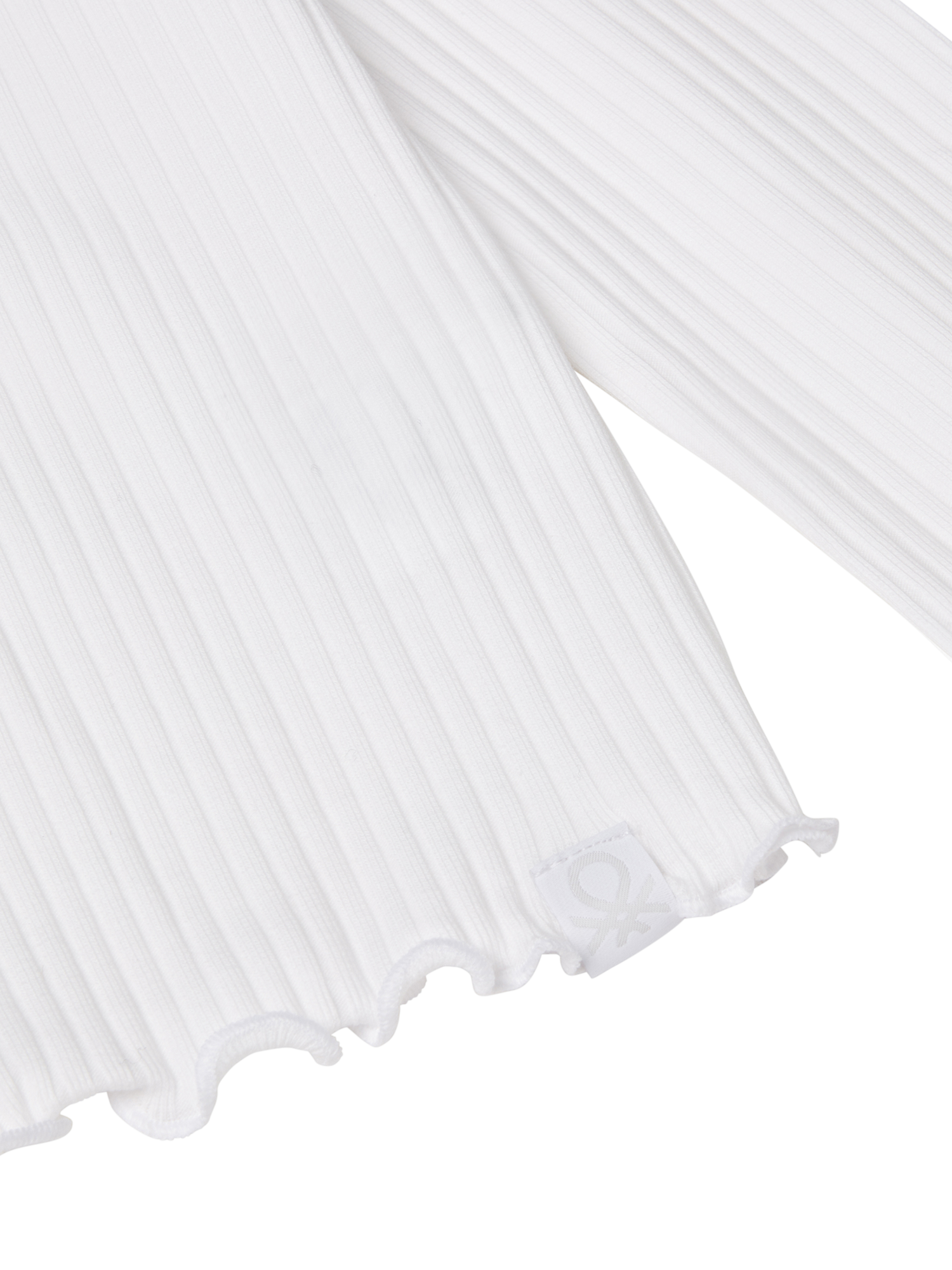 Product image 3 of 3, which shows Benetton Kids' Ribbed Long Sleeve T-Shirt, Optical White, 18-24 months