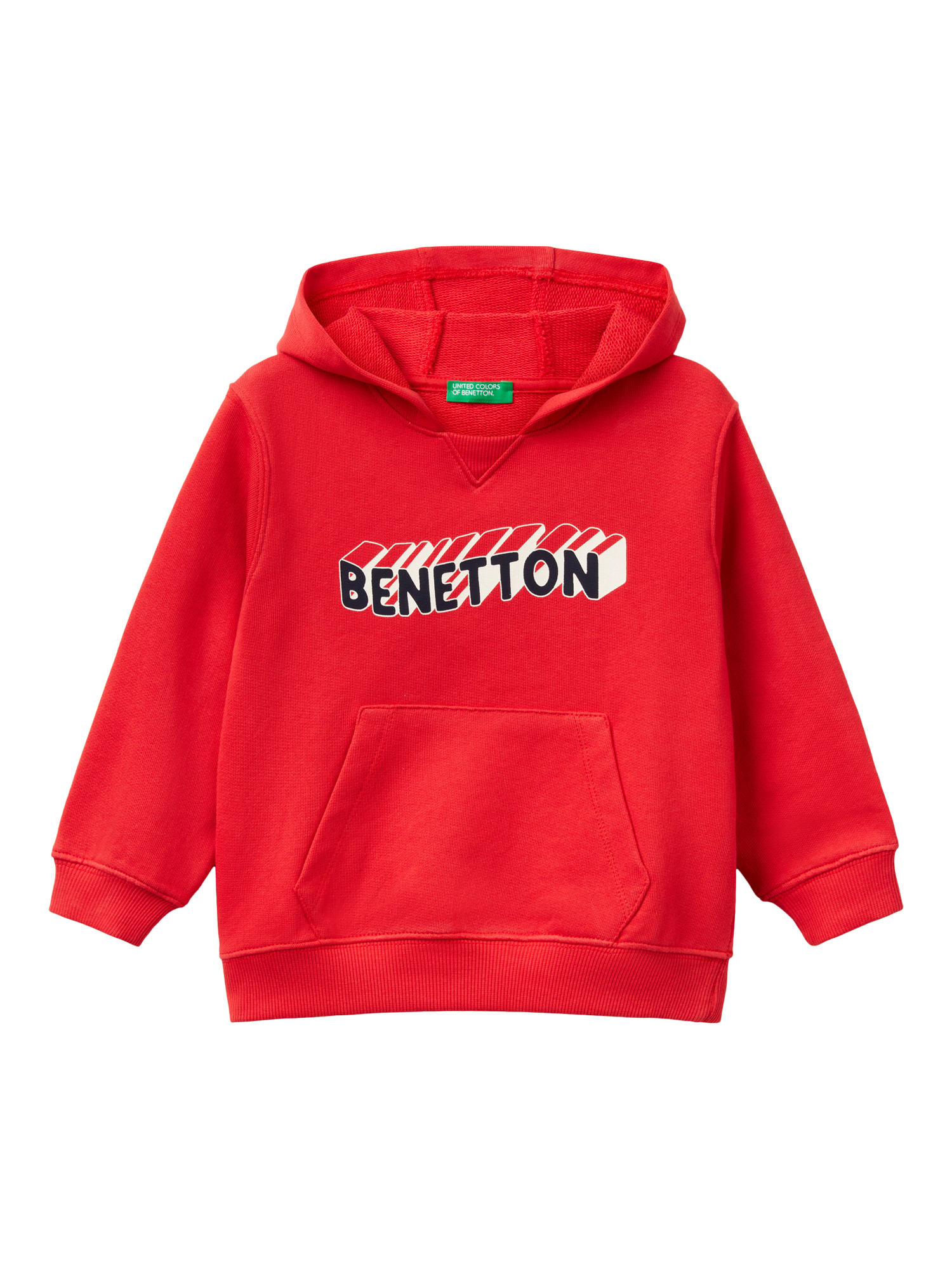 Product image 1 of 3, which shows Benetton Kids' Logo Hoodie, Red, 3-4 years