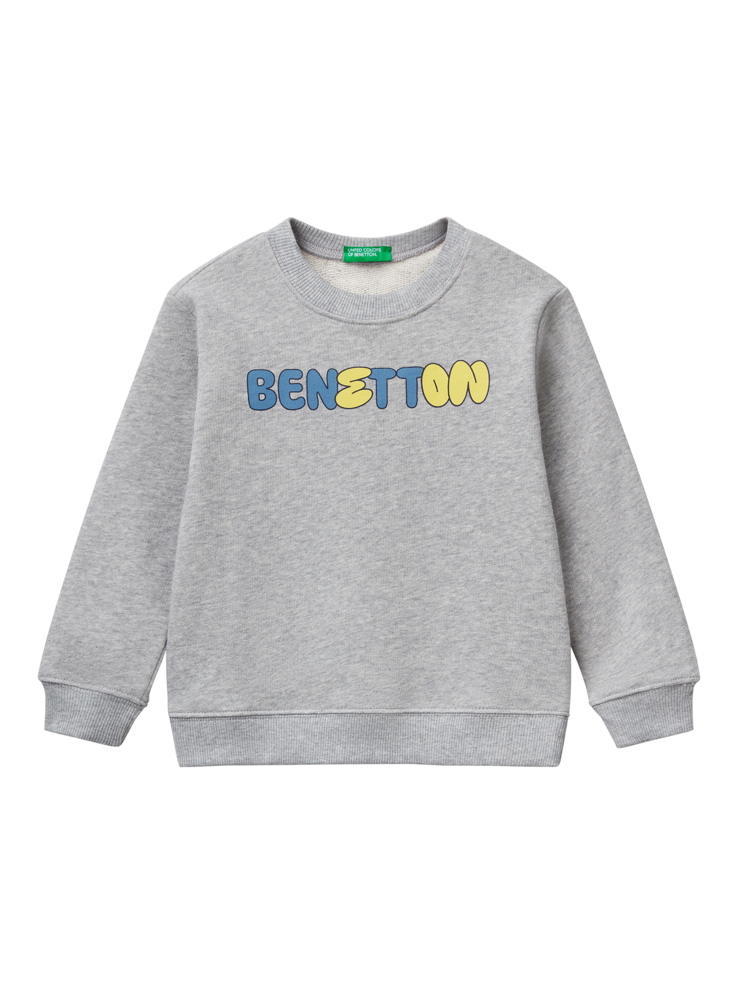 Product image 1 of 3, which shows Benetton Kids' Logo Sweatshirt, Medium Melange Grey, 2-3 years