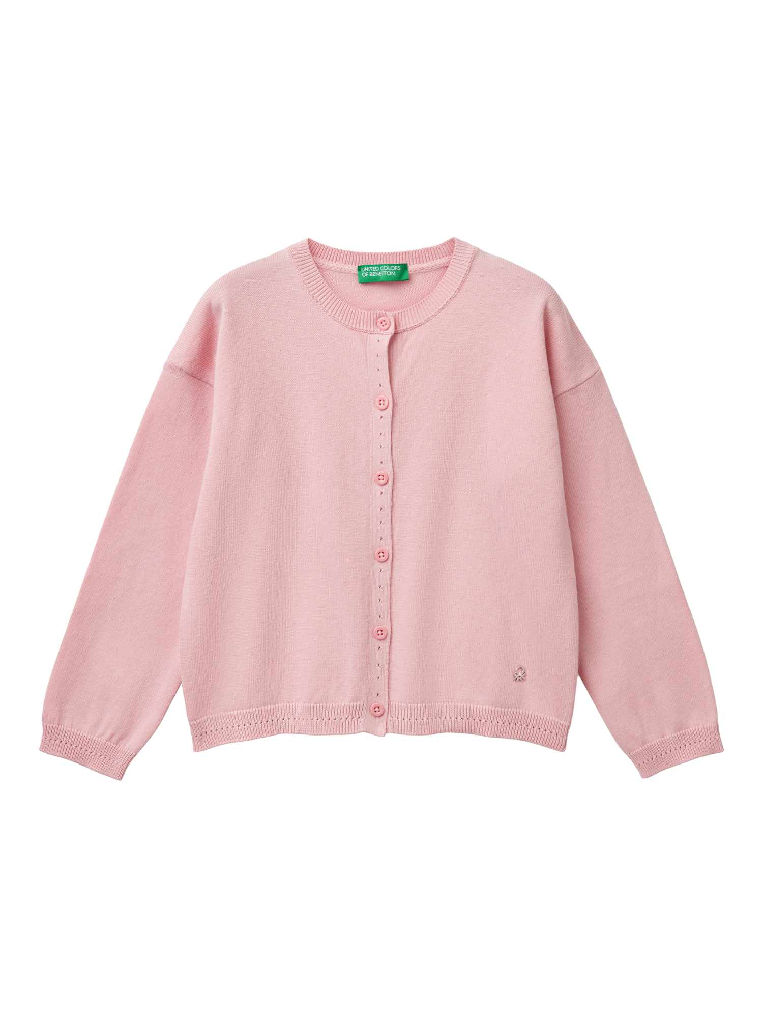 Product image 1 of 3, which shows Benetton Kids' Knitted Cardigan, Pink, 18-24 months