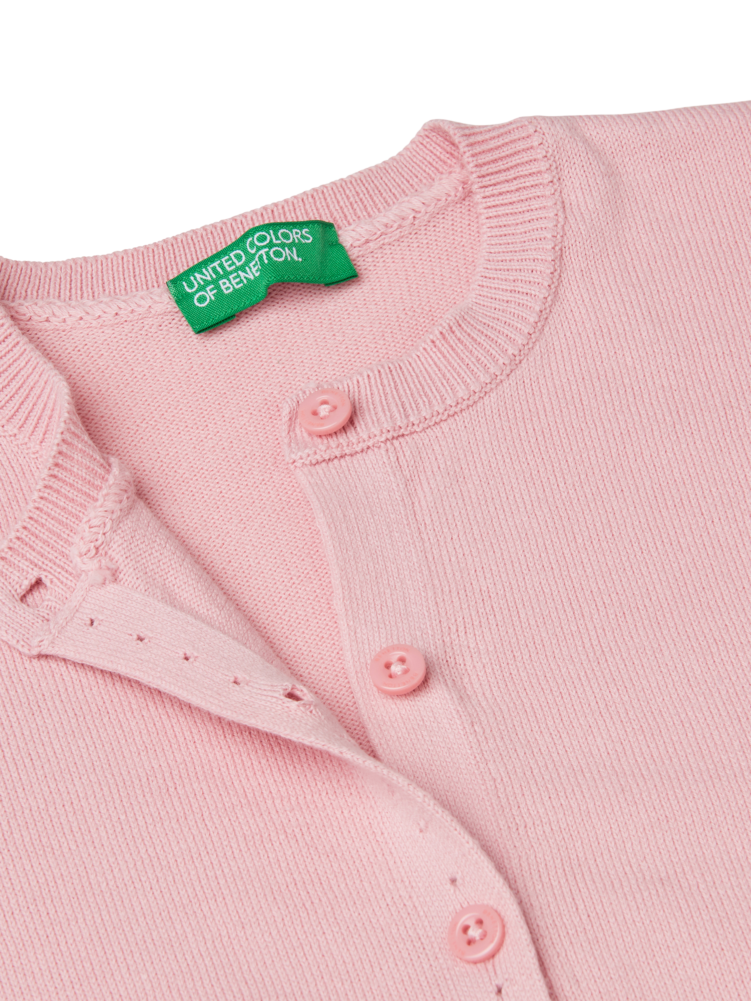 Product image 3 of 3, which shows Benetton Kids' Knitted Cardigan, Pink, 18-24 months