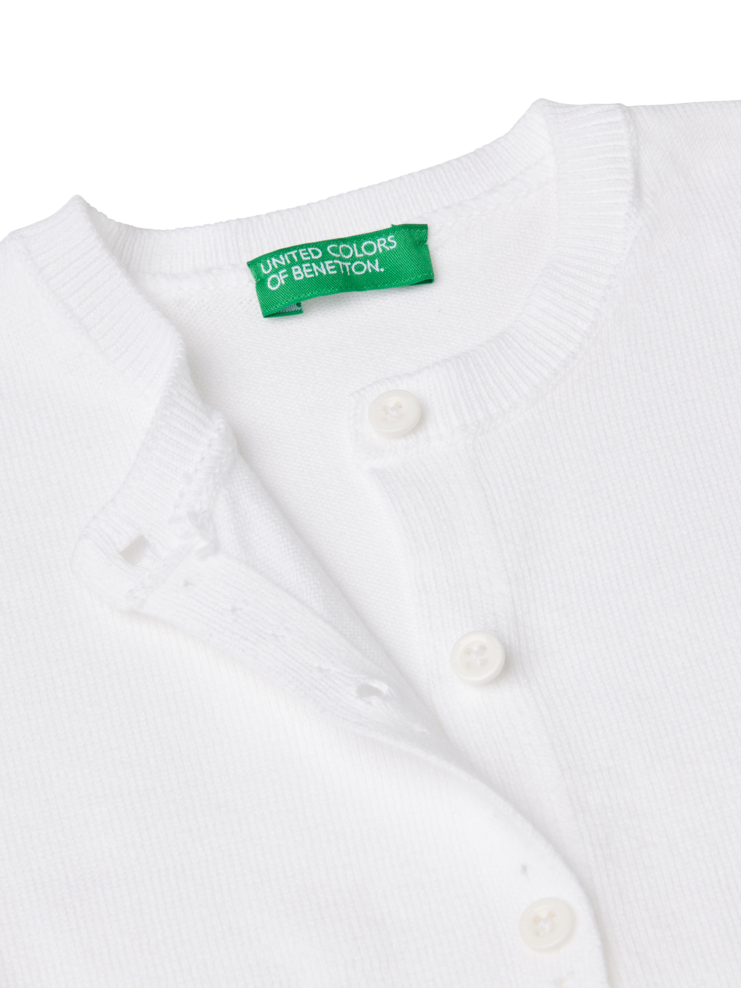 Product image 3 of 3, which shows Benetton Kids' Knitted Cardigan, Optical White, 18-24 months
