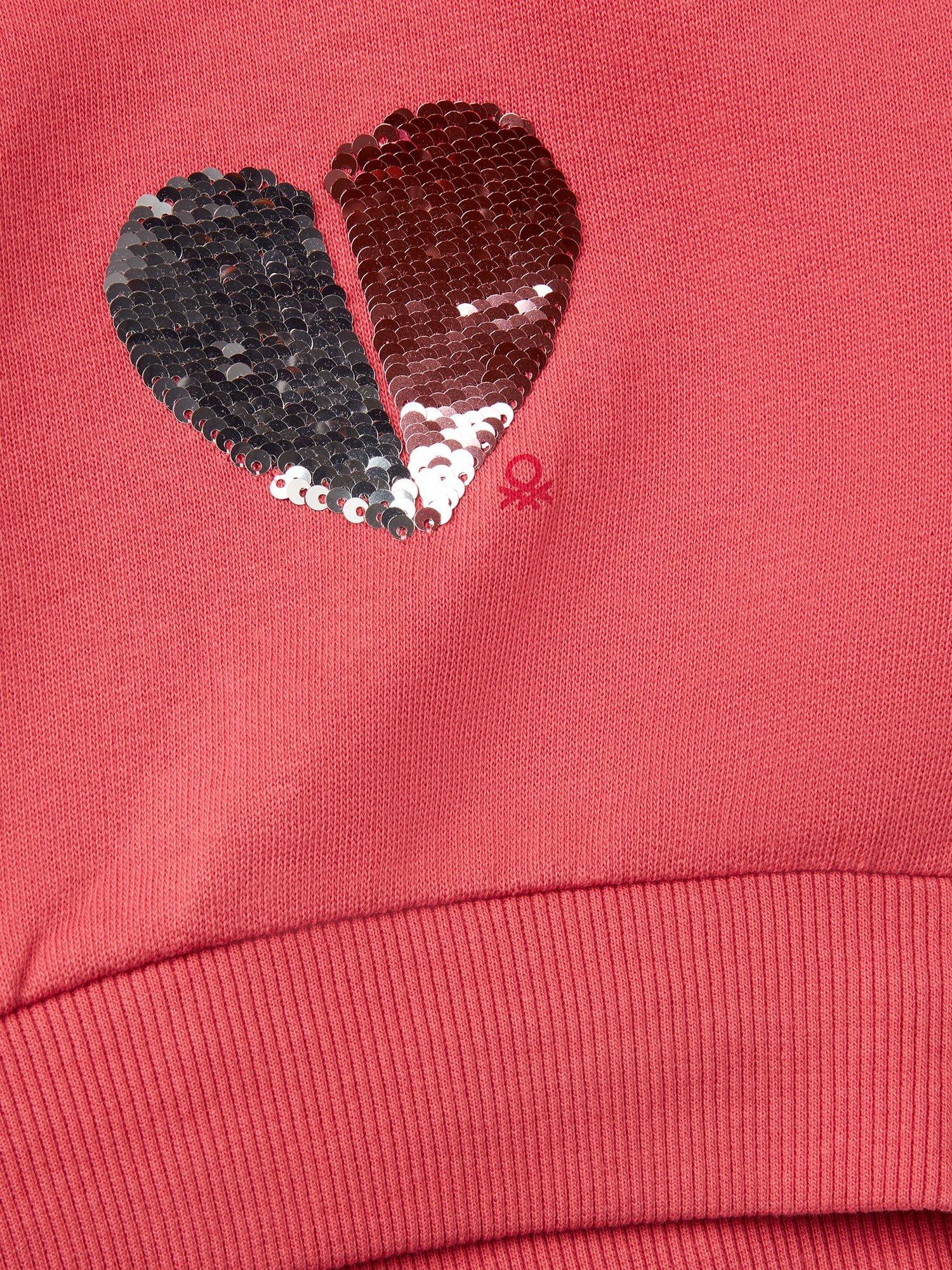 Product image 3 of 4, which shows Benetton Kids' Sequin Heart Sweatshirt, Cyclamen, 10-11 years