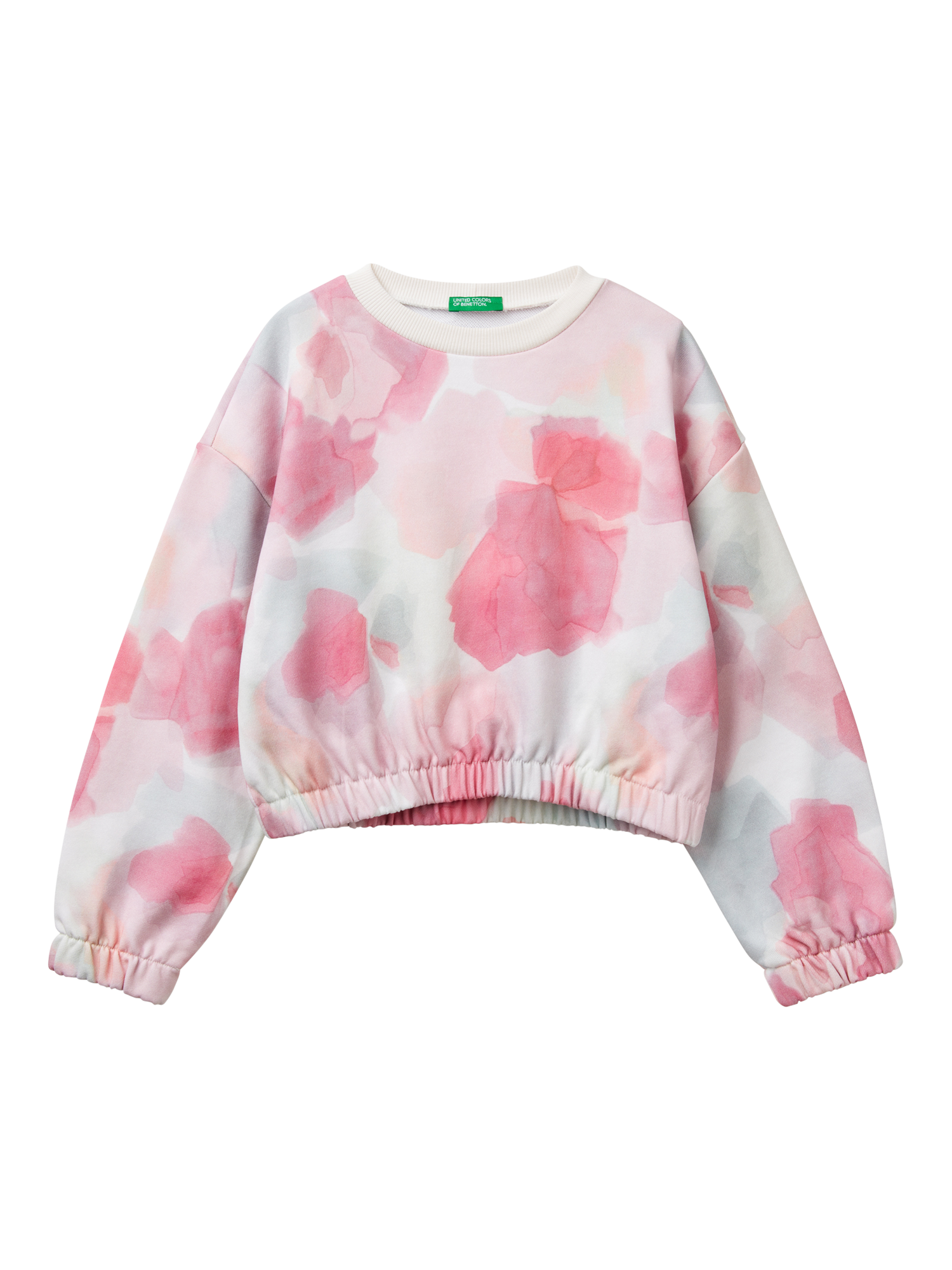 Product image 1 of 3, which shows Benetton Kids' Abstract Sweatshirt, Pink/Multi, 6-7 years