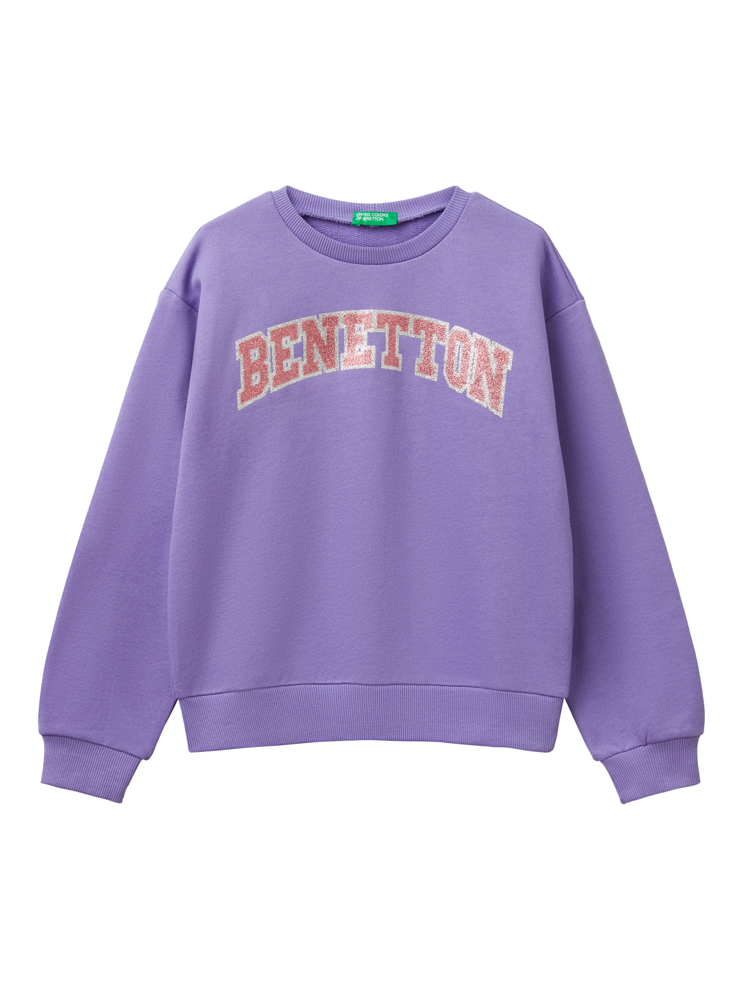 Product image 1 of 3, which shows Benetton Kids' Logo Sweatshirt, Periwinkle, 6-7 years