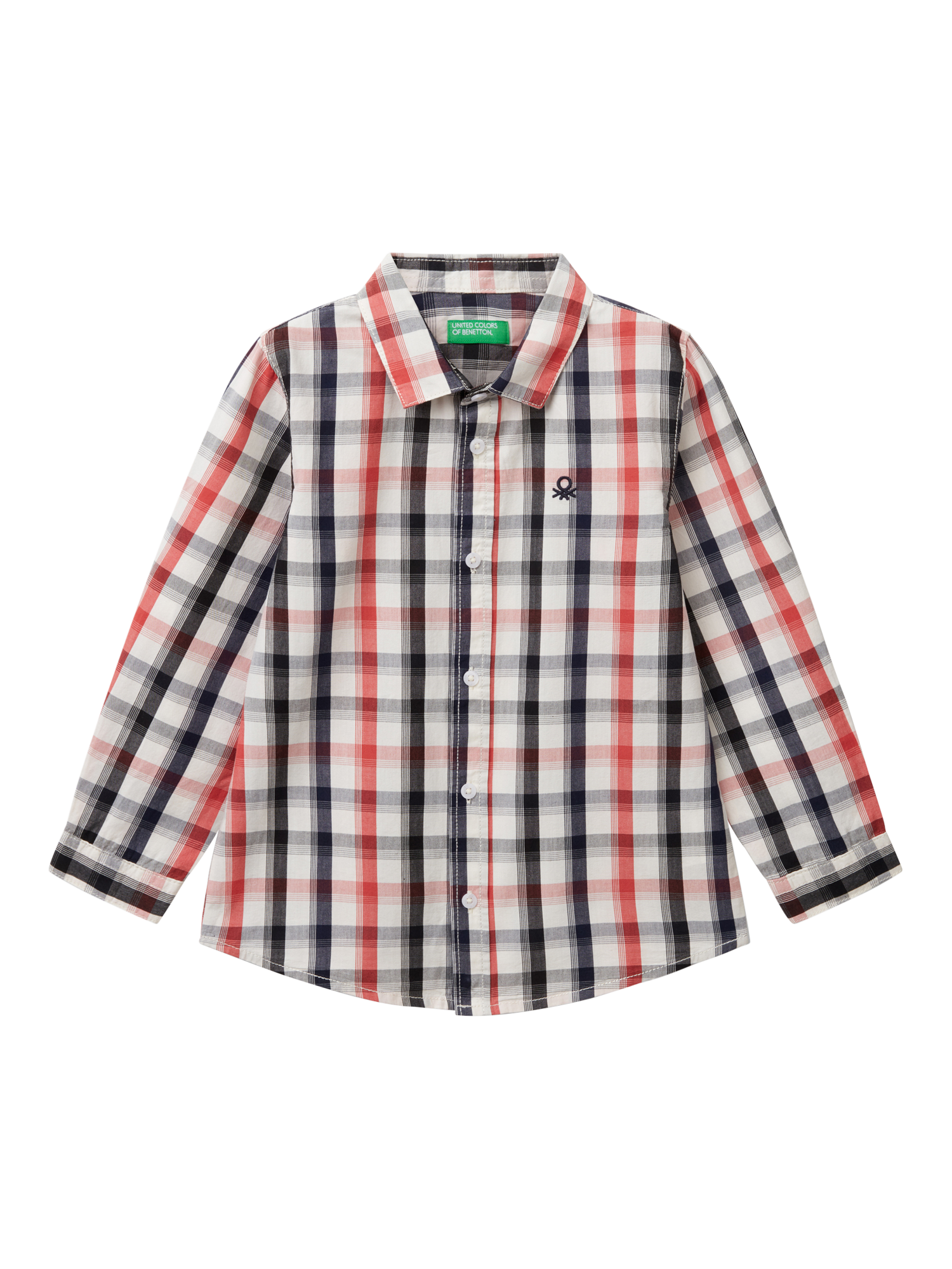 Product image 1 of 3, which shows Benetton Kids' Check Long Sleeve Shirt, Multi, 3-4 years