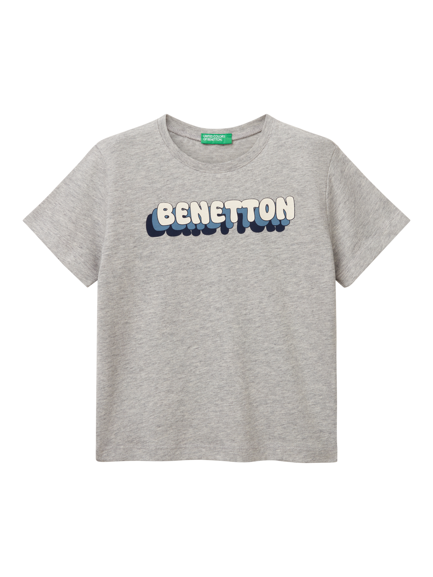 Benetton Kids' Logo T-Shirt, Medium Melange Grey