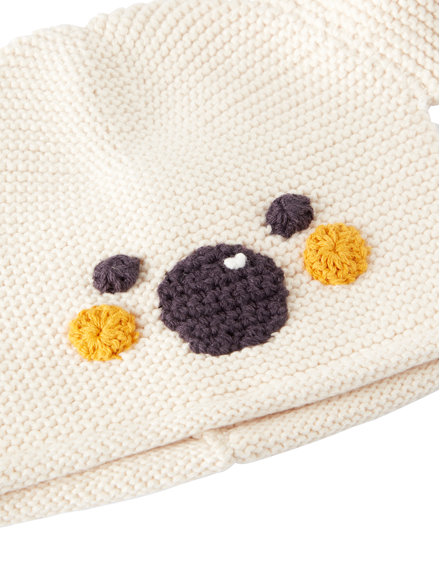 Product image 3 of 3, which shows Benetton Kids' Animal Ears Knitted Beanie, Beige, 0-3 months