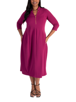 chesca Crepe Jersey Boulle Dress, Fuchsia, Fuchsia