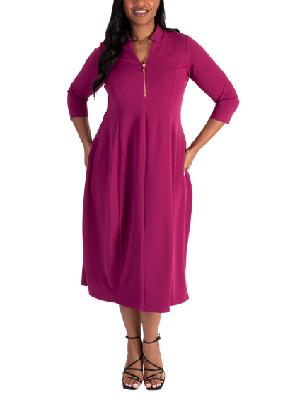 chesca Crepe Jersey Boulle Dress, Fuchsia, Fuchsia