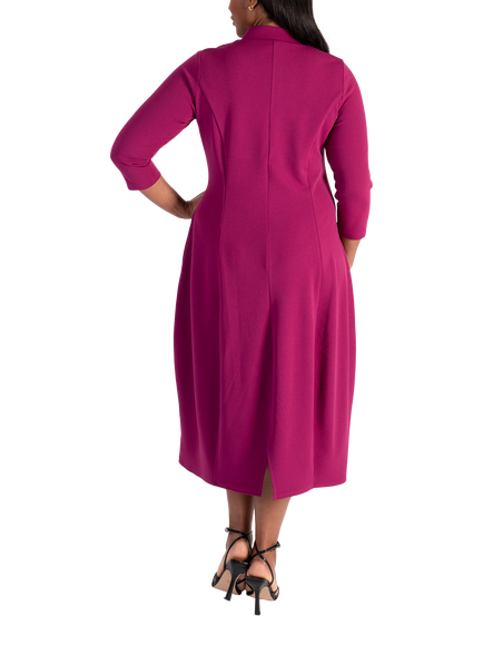 chesca Crepe Jersey Boulle Dress, Fuchsia - view 2, Fuchsia