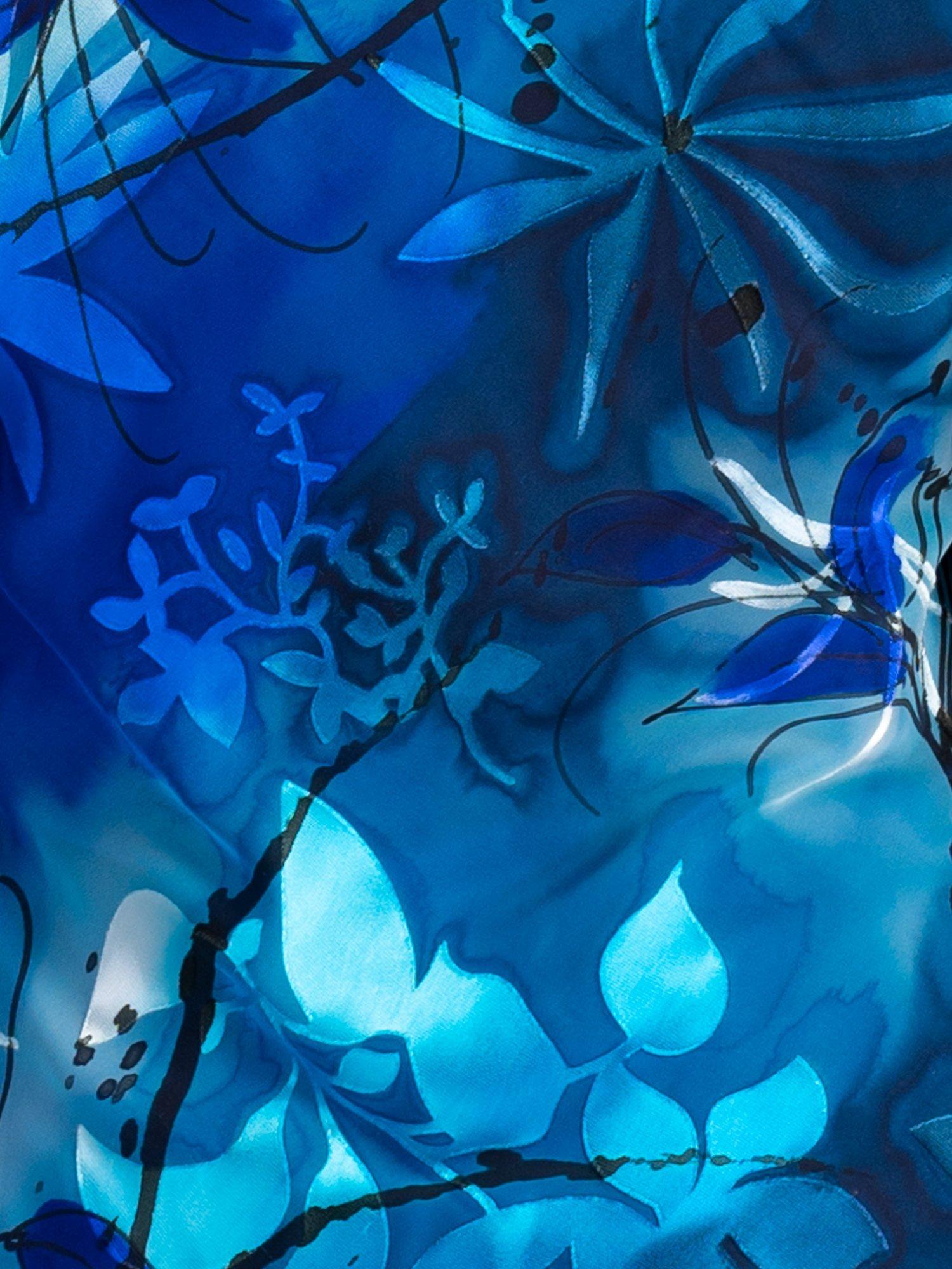 Product image 6 of 6, which shows chesca Tropical Leaf Cowl Neck Dress, Marina/Cobalt, 12-14