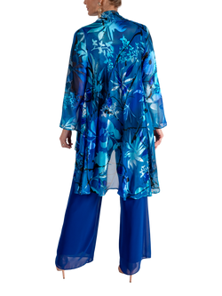 chesca Tropical Leaf Print Swing Jacket, Marina/Cobalt - view 2, Marina/Cobalt
