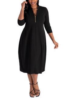 chesca Crepe Jersey Boulle Dress, Black, Black