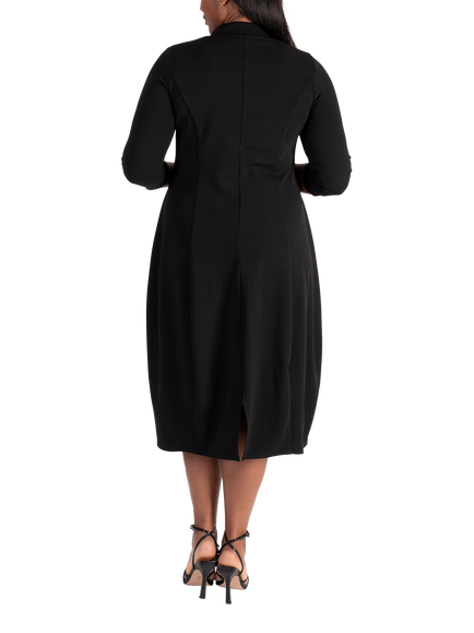 chesca Crepe Jersey Boulle Dress, Black - view 2, Black