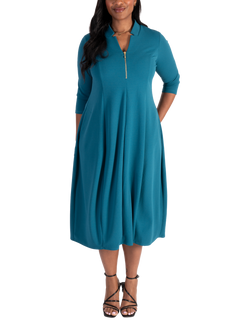 chesca Crepe Jersey Boulle Dress, Teal, Teal