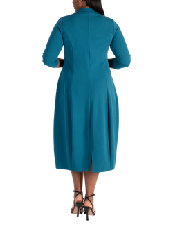 chesca Crepe Jersey Boulle Dress, Teal - view 2, Teal