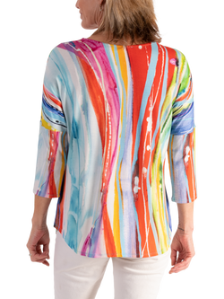 chesca Artistic Stripe Batwing Top, Multi/White - view 2, Multi/White