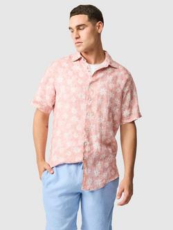 Rodd & Gunn Belleknowes Floral Linen Regular Fit Short Sleeve Shirt, Flamingo
