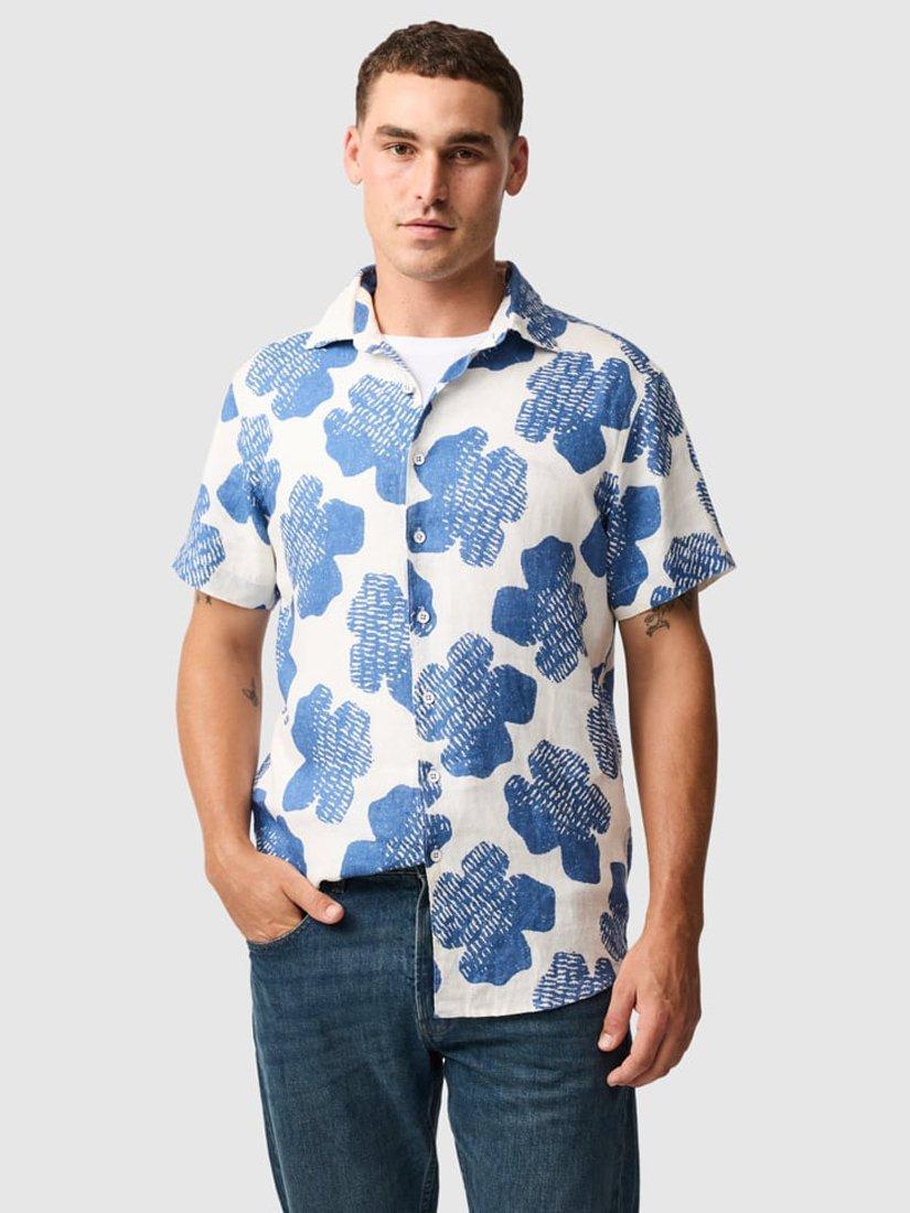 Product image 1 of 6, which shows Rodd & Gunn Donnelly Floral Linen Slim Fit Short Sleeve Shirt, Regatta, S