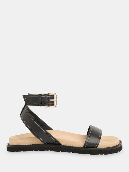 Whistles Ottie Leather Contrast Stitch Strappy Sandals, Black