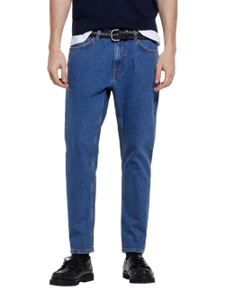 SISLEY Tapered Carrot Fit Jeans, Mid Blue, Mid Blue