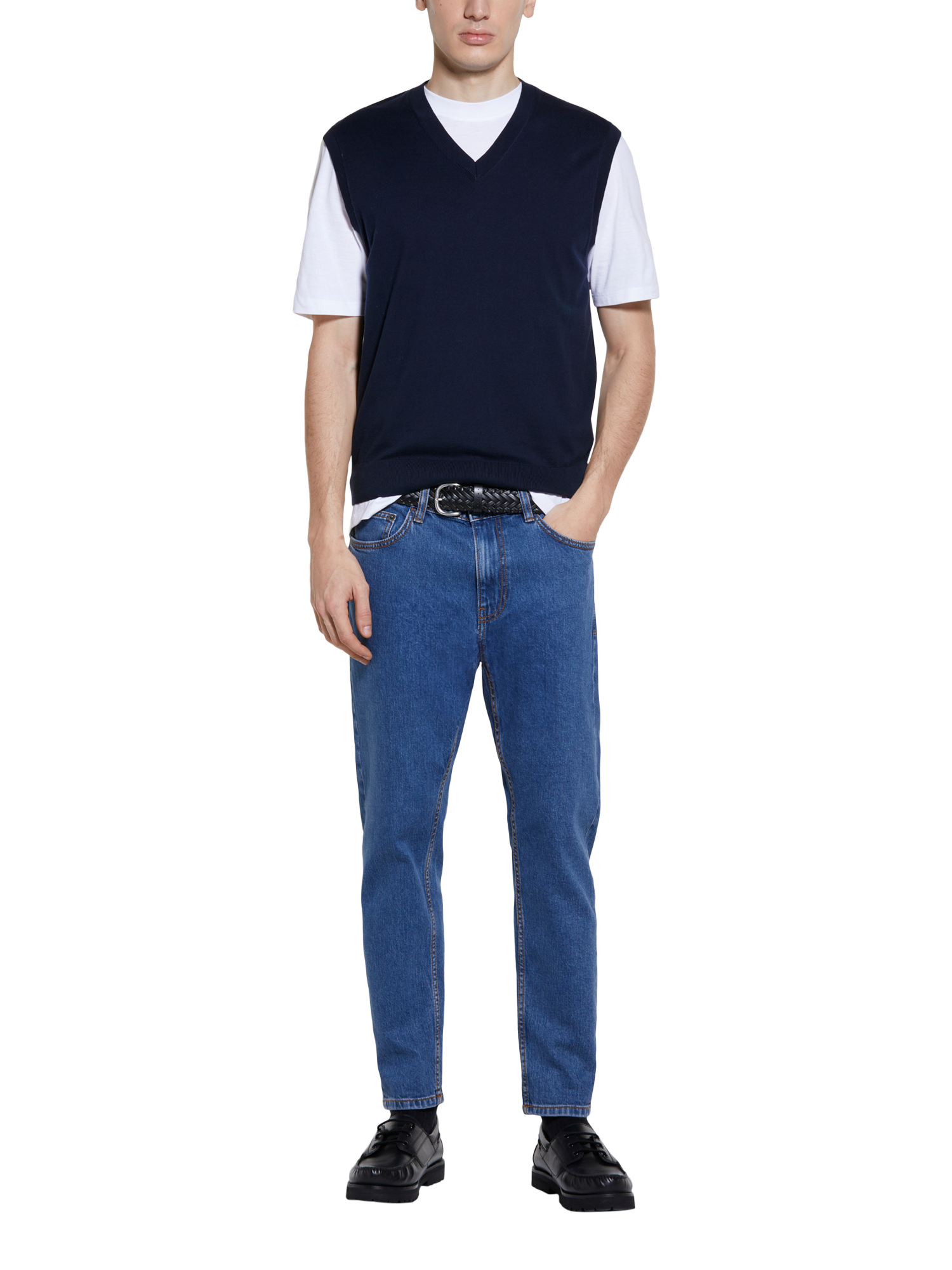 Product image 3 of 4, which shows SISLEY Tapered Carrot Fit Jeans, Mid Blue, 30R