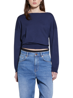 SISLEY Boat Neck Sweater, Blue, Blue