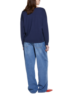 SISLEY Boat Neck Sweater, Blue - view 2, Blue