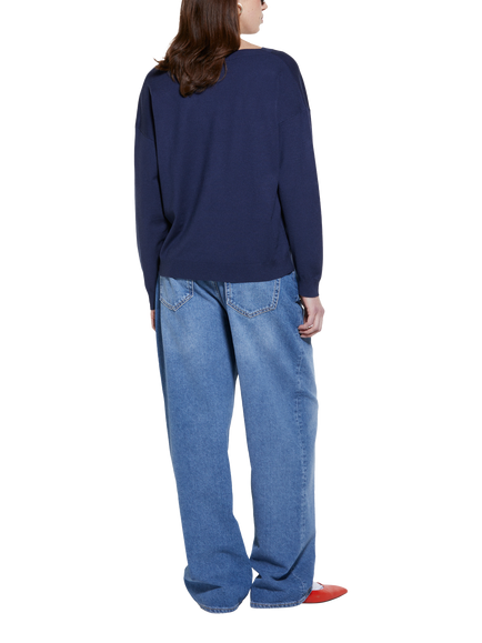 SISLEY Boat Neck Sweater, Blue - view 2, Blue