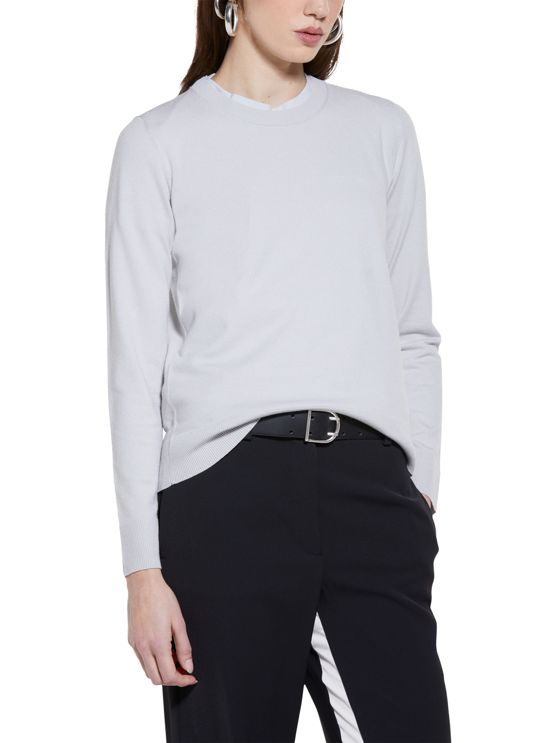Product image 1 of 5, which shows SISLEY Crew Neck Sweater, Light Grey, XS