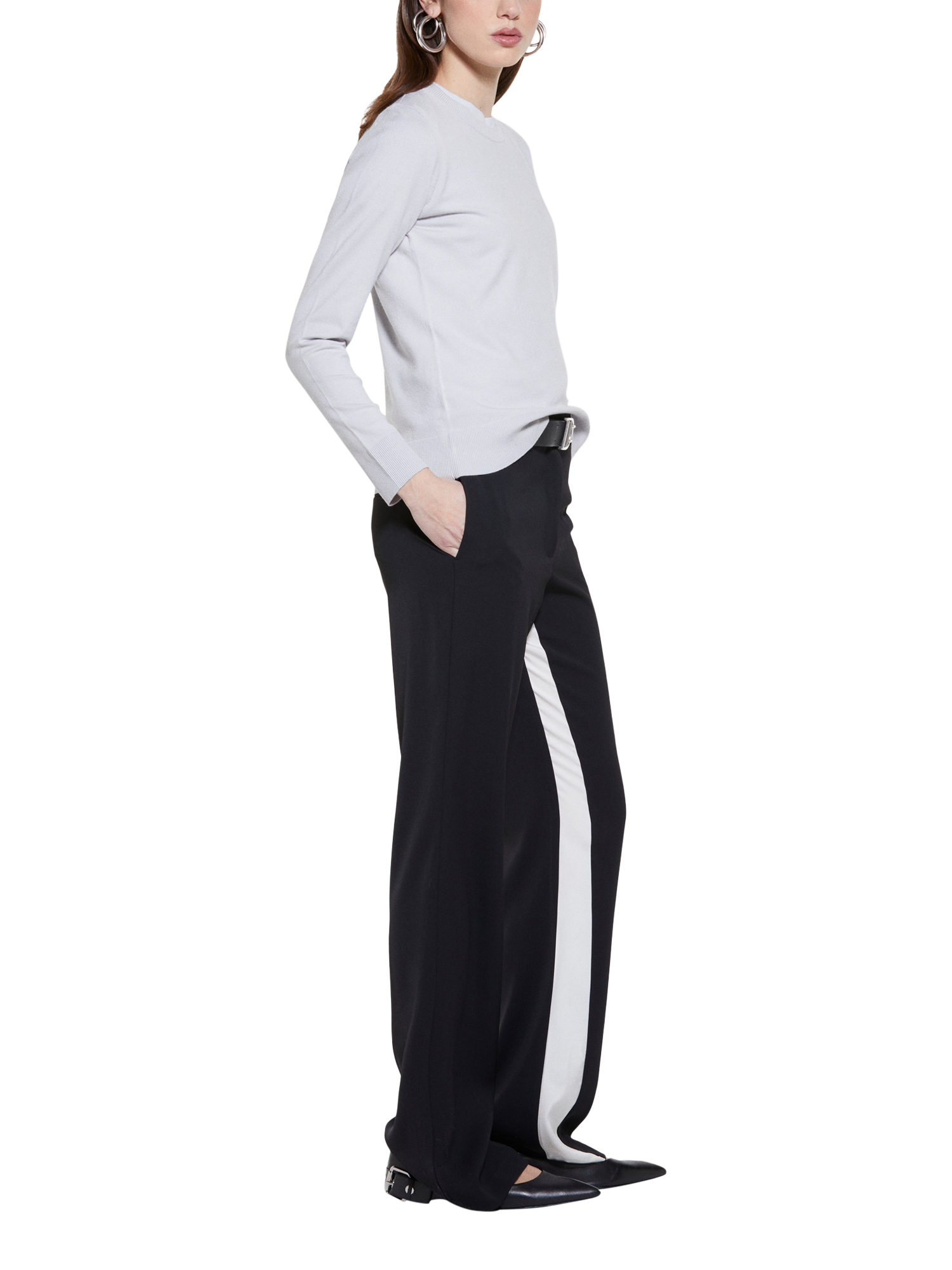 Product image 4 of 5, which shows SISLEY Crew Neck Sweater, Light Grey, XS