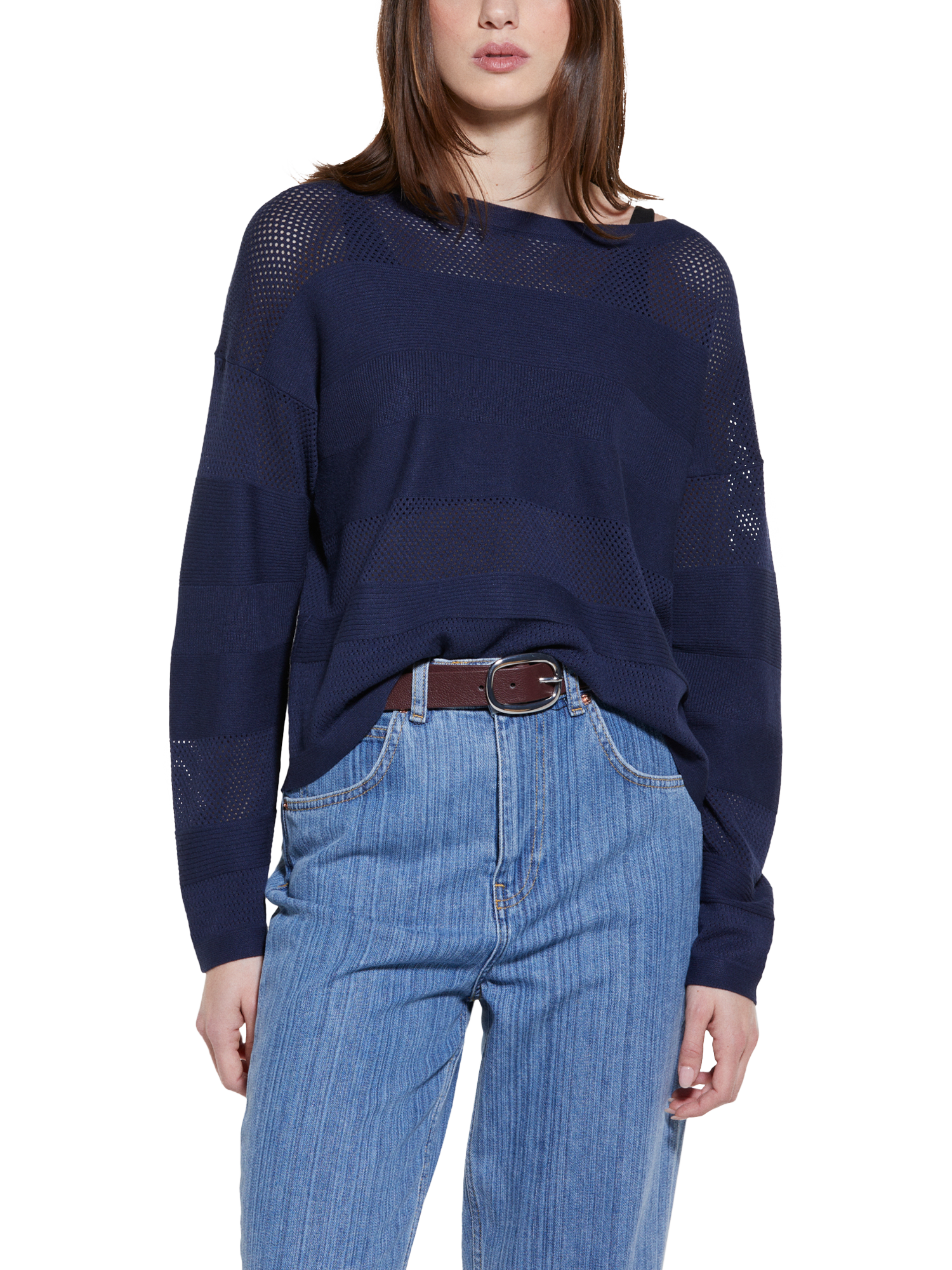 SISLEY Boat Neck Sweater, Blue
