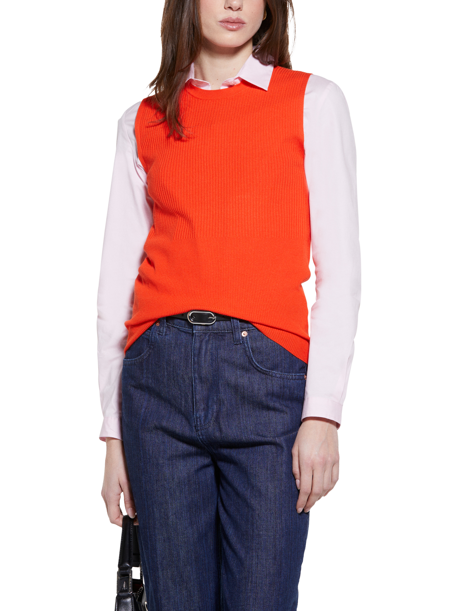 Product image 1 of 5, which shows SISLEY Sleeveless Knit Top, Red, S